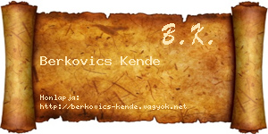 Berkovics Kende névjegykártya